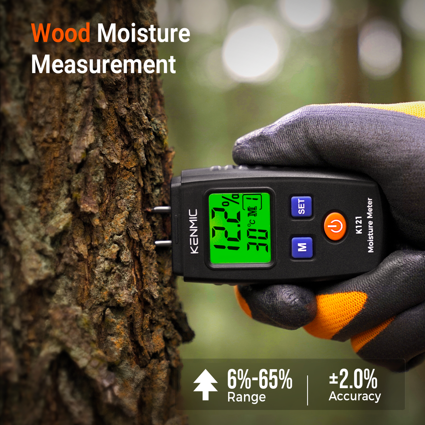 KENMIC K121 - Wood Moisture Meter, Portable Wood Moisture Detector