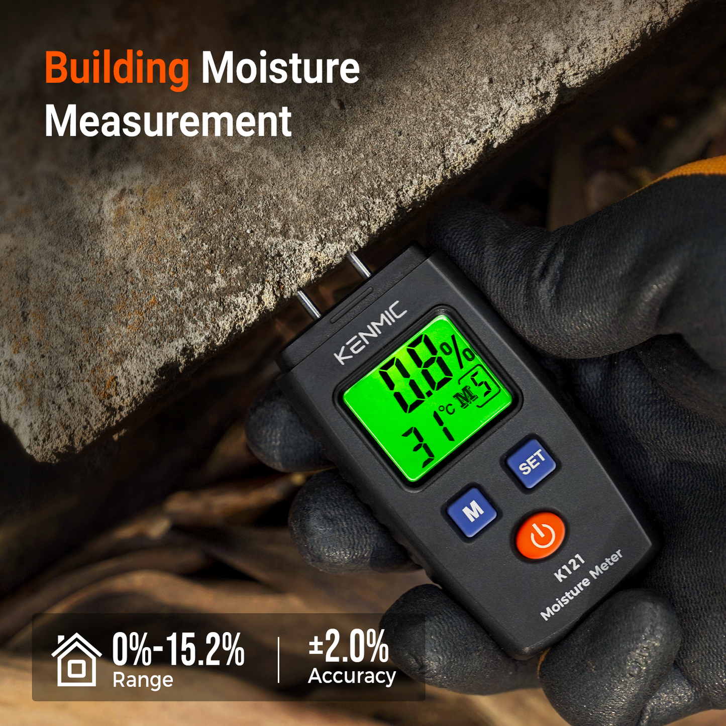 KENMIC K121 - Wood Moisture Meter, Portable Wood Moisture Detector