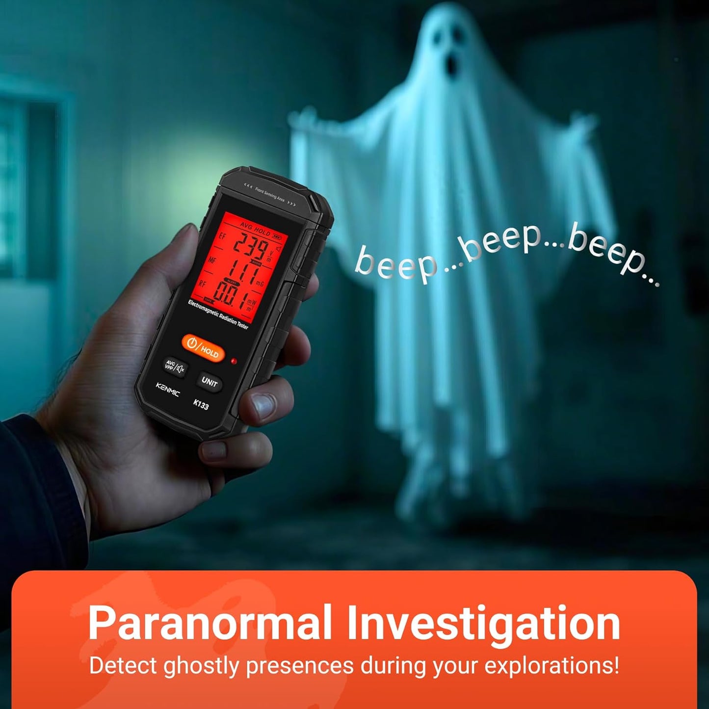 EMF Meter, EMF Detector 3-in-1 Portable Electromagnetic Field Radiation Detector for EF, RF, MF, WiFi Signal, Suitable for Home, Office EMF Inspections and Ghost Hunting