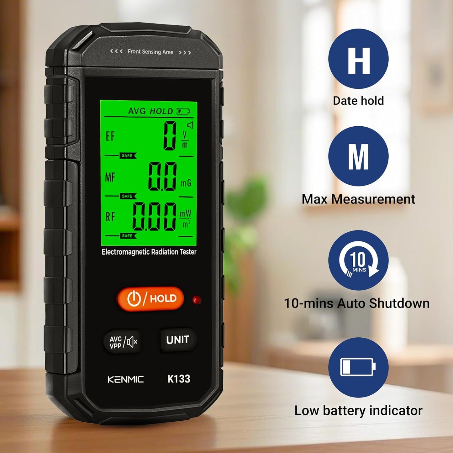EMF Meter, EMF Detector 3-in-1 Portable Electromagnetic Field Radiation Detector for EF, RF, MF, WiFi Signal, Suitable for Home, Office EMF Inspections and Ghost Hunting