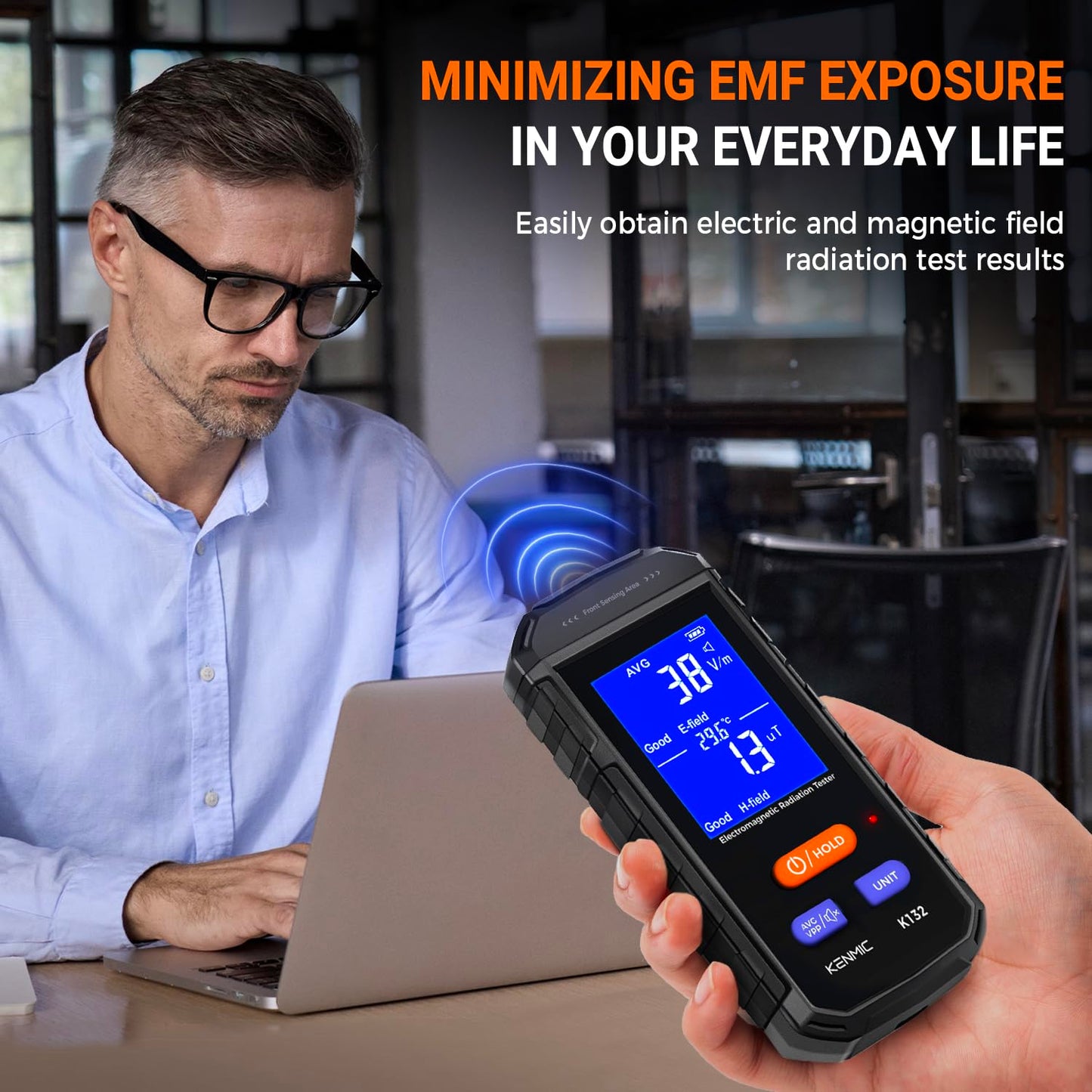 KENMIC K132 - EMF Meter, Rechargeable Digital Electromagnetic Field Radiation Detector