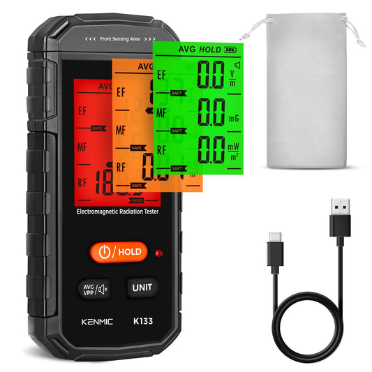 EMF Meter, EMF Detector 3-in-1 Portable Electromagnetic Field Radiation Detector for EF, RF, MF, WiFi Signal, Suitable for Home, Office EMF Inspections and Ghost Hunting