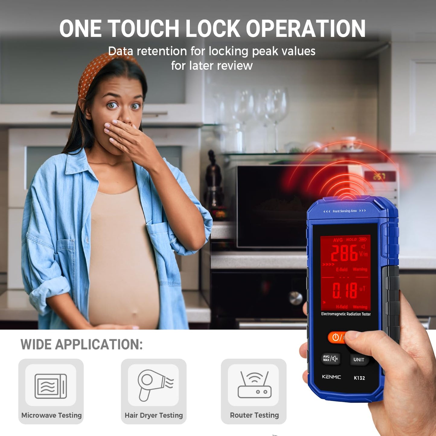 Rechargeable EMF Meter, Handheld Electromagnetic Field Detector with Digital LCD, Suitable for Home and Outdoors EMF Inspections, and Ghost Hunting - Blue