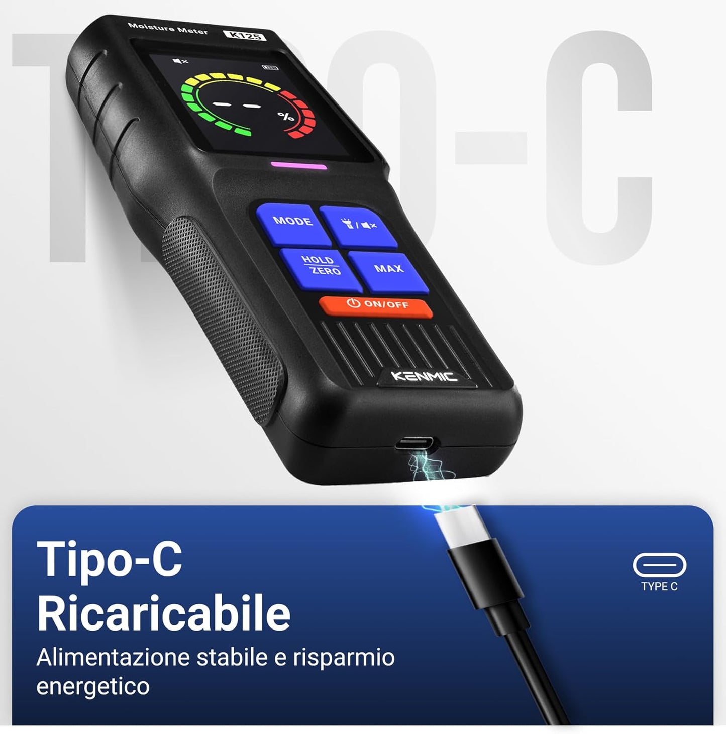 Pinless Moisture Meter for Non-Destructive Moisture Detection in Drywall, Wood, and Masonry, Detects up to 3/4-Inch Below Surface
