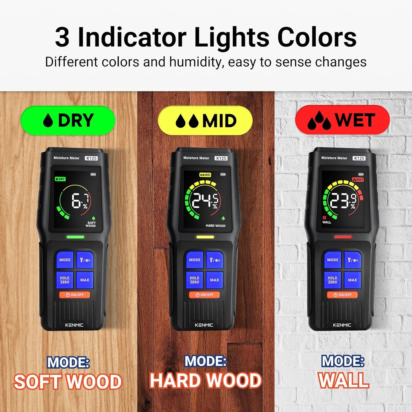 Pinless Moisture Meter for Non-Destructive Moisture Detection in Drywall, Wood, and Masonry, Detects up to 3/4-Inch Below Surface