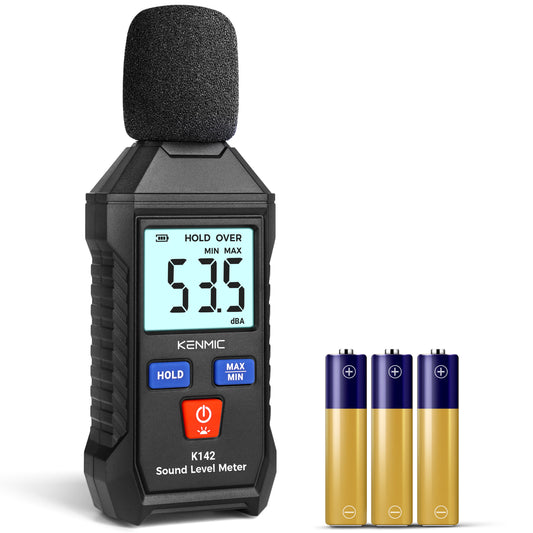 KENMIC K142-Digital Decibel Meter - Portable SPL Meter with Backlit LCD Display (35-130dB(A) Range)